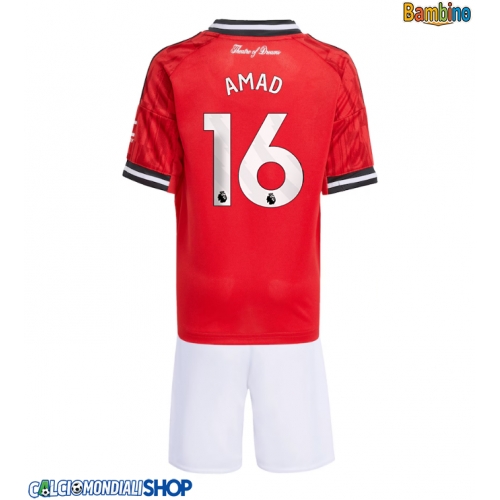 Maglie da calcio Manchester United Amad Diallo #16 Prima Maglia Bambino 2025-26 Manica Corta + Pantaloni corti)